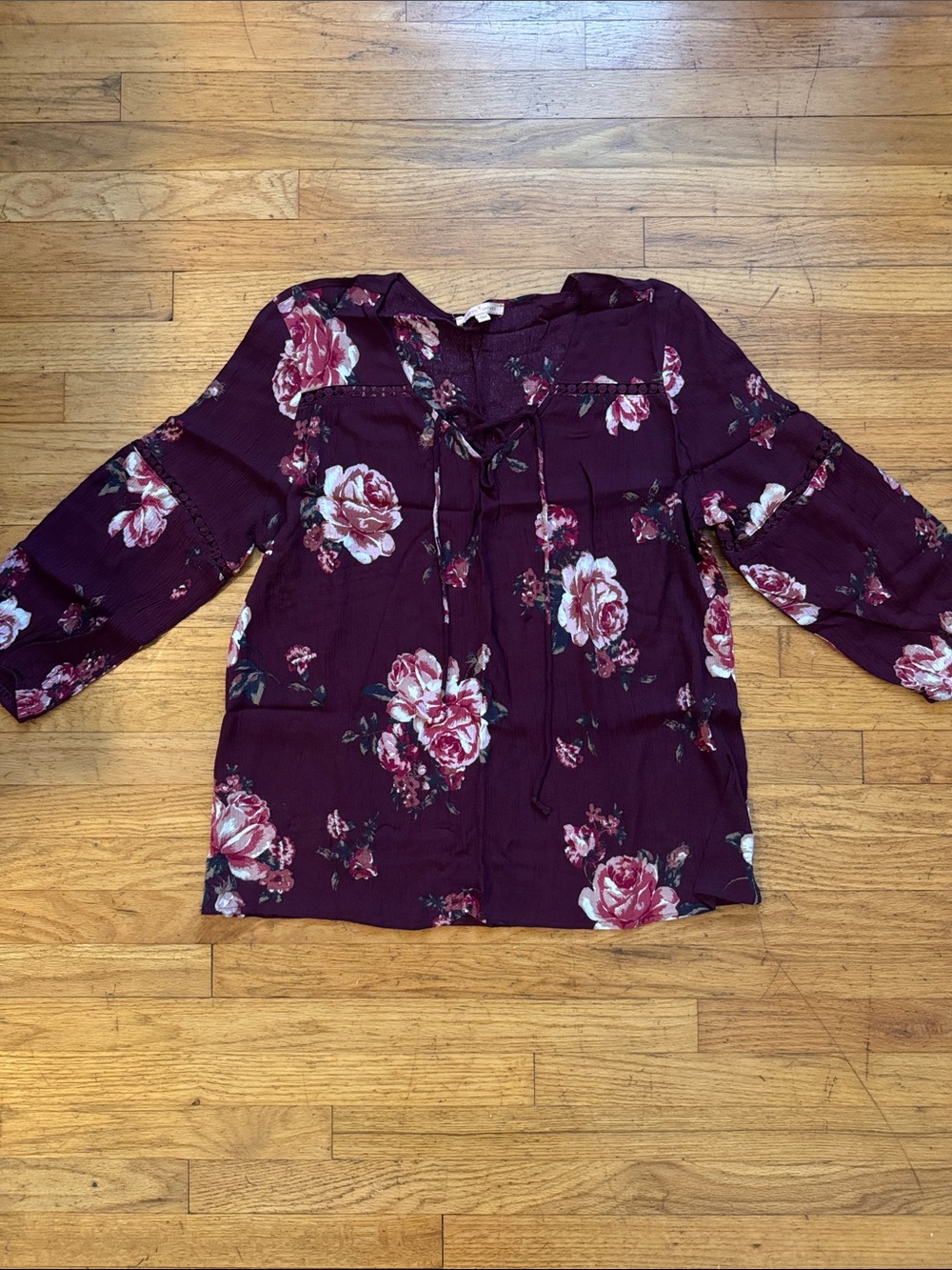 Gibson Latimer Burgundy Floral Blouse